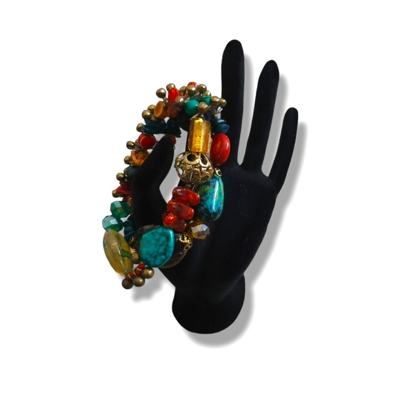 Jewelry - Gorgeous Colorful Multimedia Crystal Beaded Boho Bracelet (OS)